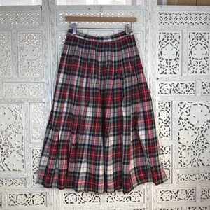 Vtg Pendleton Tartan Plaid‎ Wool Pleated Midi Skirt Academia Preppy Schoolgirl